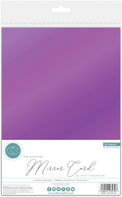 Craft Consortium Essential Mirror Card A4 10/Pkg-Lilac - 5A002BWK-1GFF4 - 5060921932397