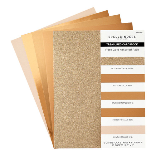 2 Pack - Spellbinders Treasured Cardstock 8.5"X11" 15/Pkg-Rose Gold - 5A002C82-1GFRP - 810146545002