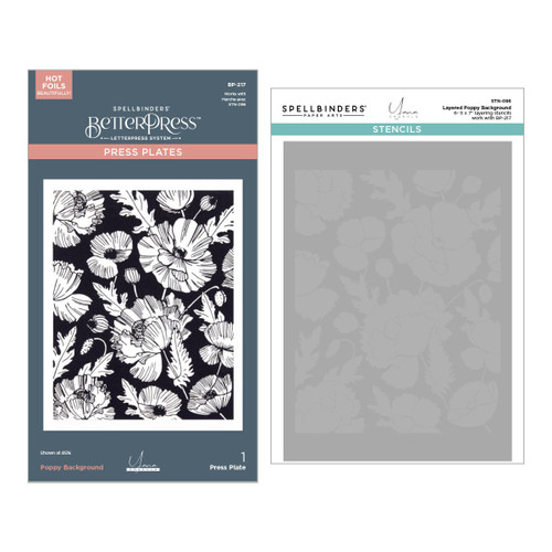 Spellbinders Press Plate & Stencil Bundle By Yana Smakula-Poppy Background - 5A002CC7-1GFX8 - 810146546870