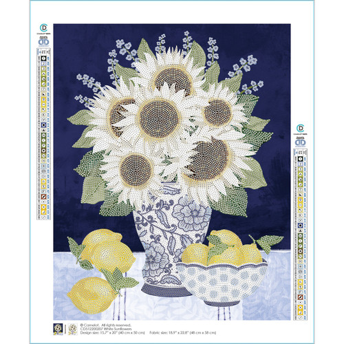 Camelot Dots Diamond Art Kit 15.7"X20"-White Sunflowers - 5A002CQJ-1GG8H