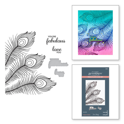 Spellbinders BetterPress Press Plate & Die Set By Dawn Bibby-Fabulous Feathers 5A002C89-1GFS1