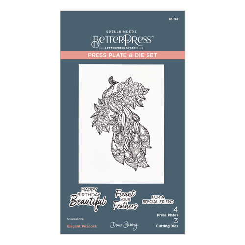 Spellbinders BetterPress Press Plate & Die Set By Dawn Bibby-Elegant Peacock - 5A002C7W-1GFRG - 810146545828