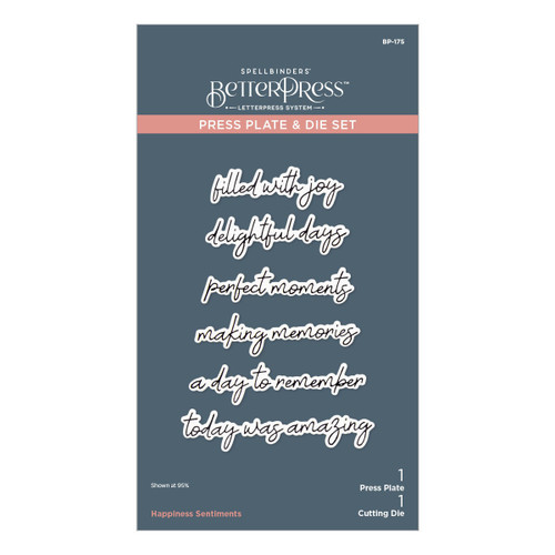 Spellbinders BetterPress Press Plate & Die Set-Happiness Sentiments - 5A002CC4-1GFWK - 810146543237