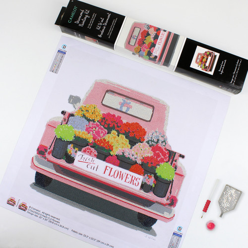 Camelot Dots Diamond Art Kit 20"X20"-Fresh Cut Flowers - 5A002CQF-1GG8V