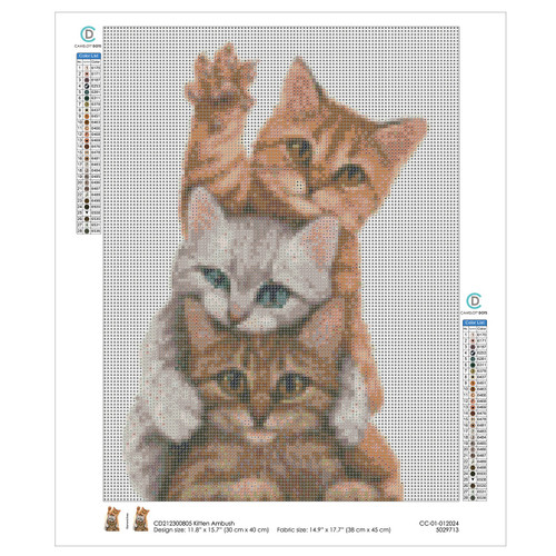 Camelot Dots Diamond Art Kit 11.8"X15.7"-Kitten Ambush - 5A002CPQ-1GG8T Camelot Dots Diamond Art Kit 11.8"X15.7"-Kitten Ambush - 5A002CPQ-1GG8T