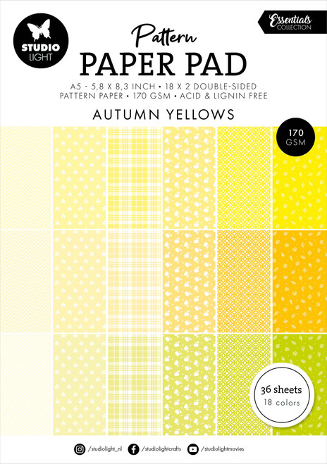 2 Pack Studio Light Essentials Pattern Paper Pad 5.86"X8.26" 36/Pkg-Nr. 233, Shades Of Yellow 5A002BG4-1GF16 - 8713943154120