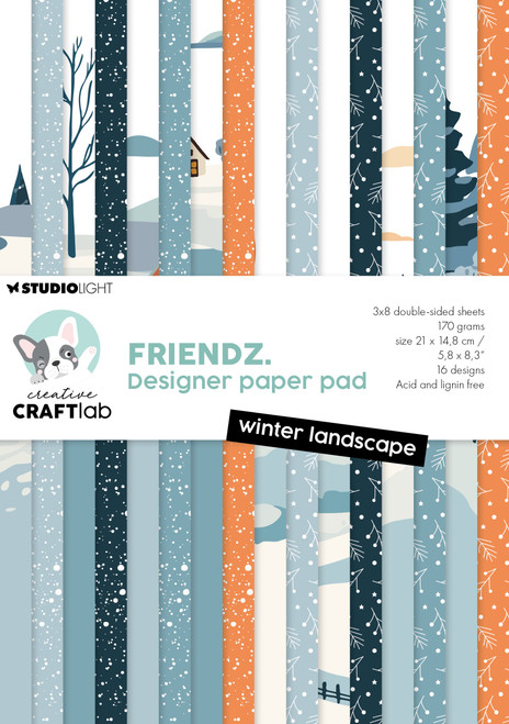 2 Pack - Studio Light Friendz Design Paper Pad 8.26"X5.83" 24/Pkg-Nr. 226, Winter Landscape - 5A002BK1-1GF1P - 8713943153987