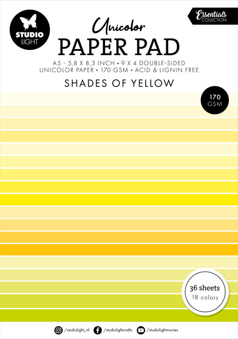2 Pack Studio Light Essentials Unicolor Paper Pad 5.82"X8.26" 36/Pk-Nr. 231, Shades Of Yellow 5A002BDN-1GDXQ - 8713943154106