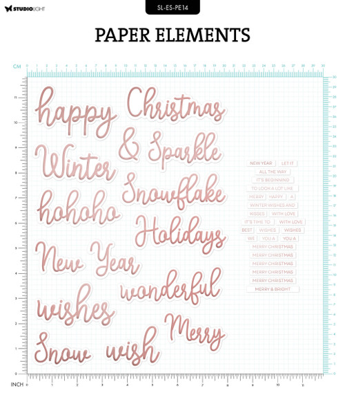 Studio Light Essentials Paper Elements 40/Pkg-Nr. 14, Rosegold Sentiments - 5A002BJC-1GF0Q