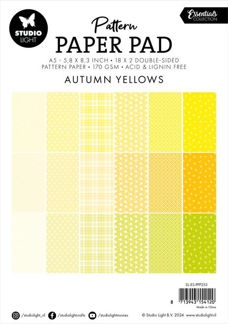 Studio Light Essentials Pattern Paper Pad 5.86"X8.26" 36/Pkg-Nr. 233, Shades Of Yellow - 5A002BG4-1GF16 Studio Light Essentials Pattern Paper Pad 5.86"X8.26" 36/Pkg-Nr. 233, Shades Of Yellow - 5A002BG4-1GF16