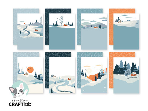 Studio Light Friendz Design Paper Pad 8.26"X5.83" 24/Pkg-Nr. 226, Winter Landscape - 5A002BK1-1GF1P