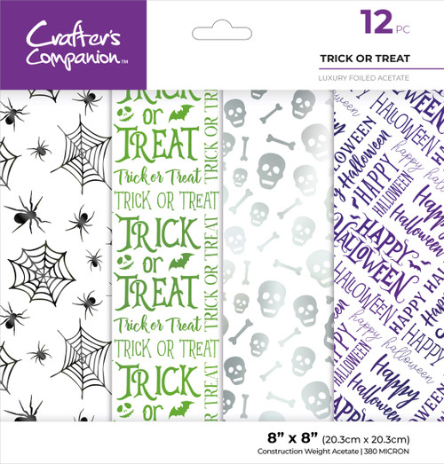 Crafter's Companion Luxury Foiled Acetate Pack 8"X8"-Trick Or Treat 5A0025XQ-1G8P5 - 195094127822