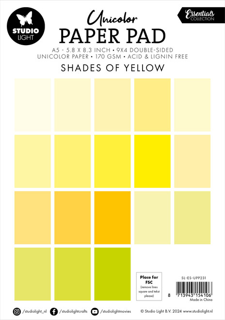 Studio Light Essentials Unicolor Paper Pad 5.82"X8.26" 36/Pk-Nr. 231, Shades Of Yellow 5A002BDN-1GDXQ