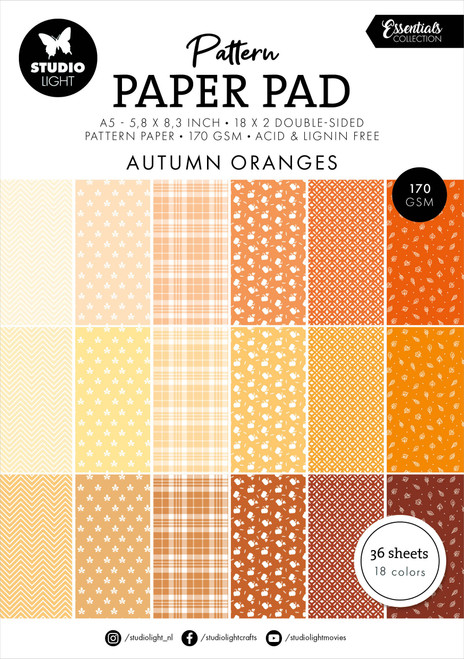Studio Light Essentials Pattern Paper Pad 5.86"X8.26" 36/Pkg-Nr. 234, Shades Of Orange 5A002BHX-1GDY0 - 8713943154137