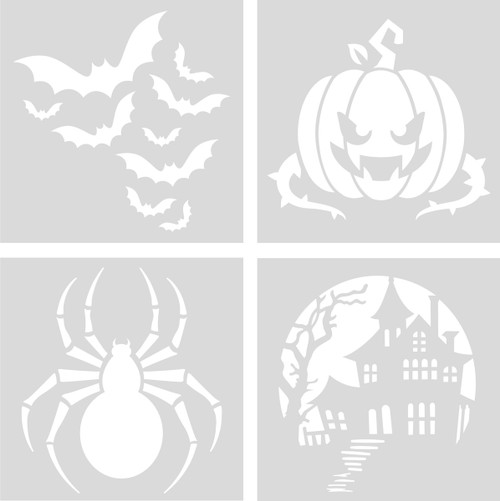 2 Pack Crafter's Companion Stencil Set 4"X4"-Halloween, Vintage Halloween 5A0025WT-1G8P1