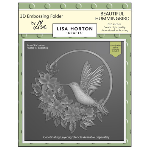 Lisa Horton Crafts Embossing Folder And Die 6"X6"-Beautiful Hummingbird - 5A002DY1-1GGG0 - 632793477877