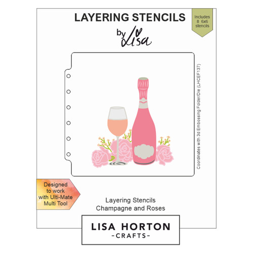 Lisa Horton Crafts Layering Stencils-Champagne And Roses - 5A002F00-1GGHV - 632793478119