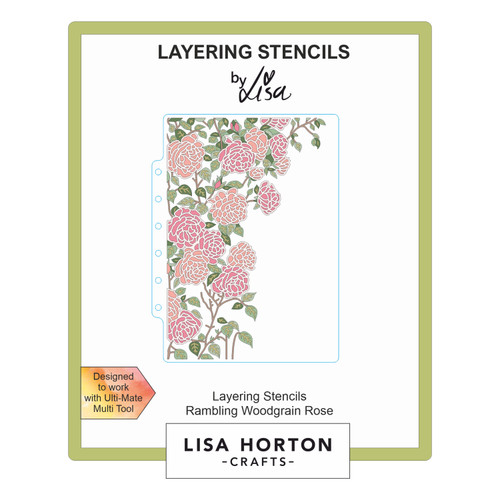 Lisa Horton Crafts Layering Stencils-Rambling Woodgrain Rose - 5A002F2B-1GGFP - 632793481249
