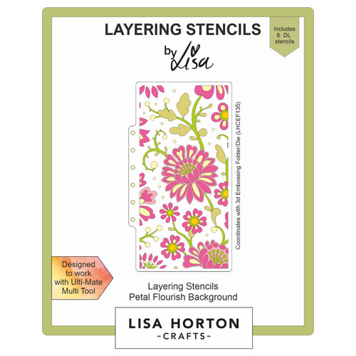 Lisa Horton Crafts Layering Stencils-Petal Flourish Background - 5A002DZG-1GGJL - 632793478089