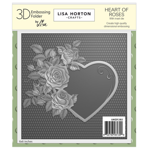 Lisa Horton Crafts Embossing Folder 6"X6"-Heart Of Roses - 5A002F19-1GGHG - 632793481300