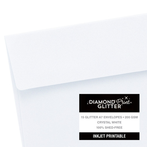 Harmony Paper Inkjet Printable Glitter Envelopes A7-Crystal White, 200 GSM - A5002BDD-G1DWZ Harmony Paper Inkjet Printable Glitter Envelopes A7-Crystal White, 200 GSM - A5002BDD-G1DWZ