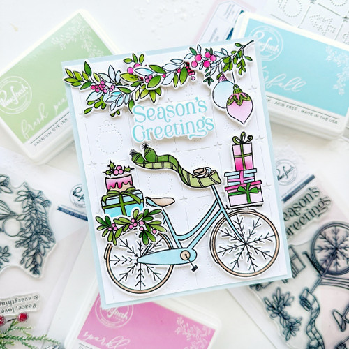 Pinkfresh Studio Clear Stamp Set 4"X6"-Holiday Bicycle - 5A002CM7-1GG4B