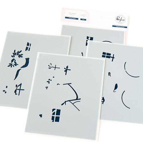 Pinkfresh Studio Stencils 4.25"X5.5" 4/Pkg-Holiday Bicycle - 5A002CMF-1GG4Y - 736952886323