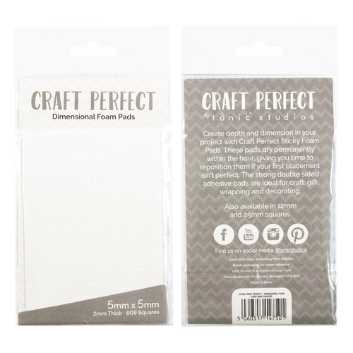 3 Pack - Craft Perfect Dimensional Foam Pads 5mmX5mm-White - 9750E
