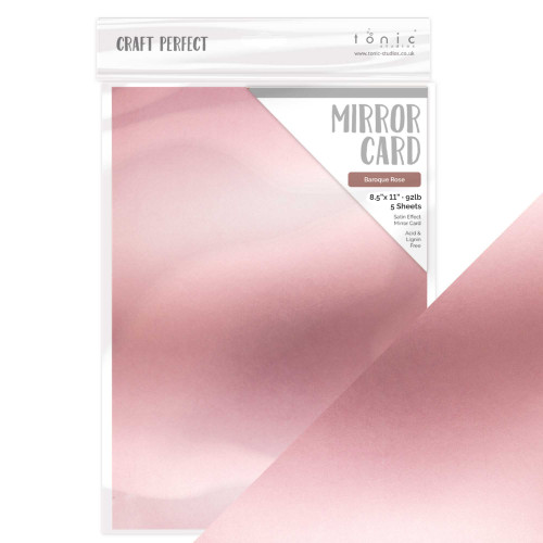 3 Pack - Craft Perfect Satin Mirror Cardstock 8.5"X11" 5/Pkg-Satin -Baroque Rose - MIRRORS-8850E