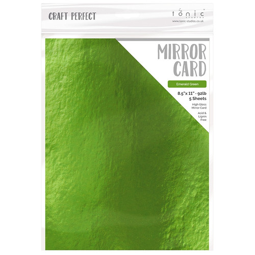 3 Pack - Craft Perfect Mirror Cardstock 8.5"X11" 5/Pkg-High Gloss Emerald Green - MIRRORG-9454E - 818569024548