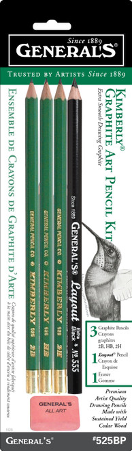 6 Pack - General's Kimberly(R) Graphite Art Pencil Set 5/Pkg-Assorted - 525BP - 044974525008