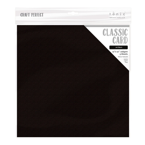 3 Pack - Craft Perfect Weave Texture 80lb Cardstock 12"X12" 5/Pkg-Jet Black - CARD 12-9132 - 5060099891328