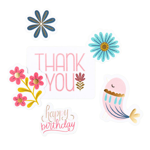 3 Pack - Pink Paislee Joyful Notes Ephemera Die-Cuts 61/Pkg-Vellum And Gold Foil Icons - 34030809