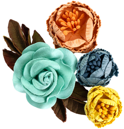 3 Pack Little Birdie Handmade Billie Flowers 4/Pkg-Sun And Sky LBBILLIE-98063