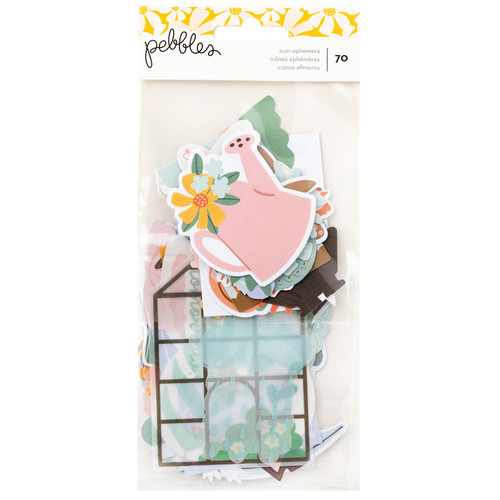 3 Pack - Pebbles Sunny Bloom Ephemera Die-Cuts 70/Pkg-Icons, Vellum Gold Foil - 34030127 - 765468073828