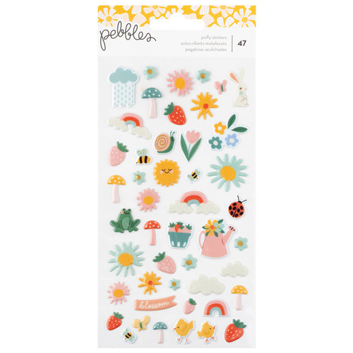 3 Pack - Pebbles Sunny Bloom Puffy Stickers 47/Pkg-Icons - 34030124 - 765468073798