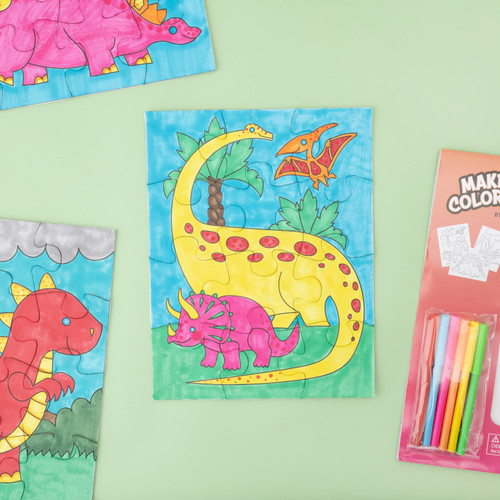 3 Pack - Colorbok Make It Colorful! Color Your Own Puzzles 3/Pkg-Dinosaurs - 34027537