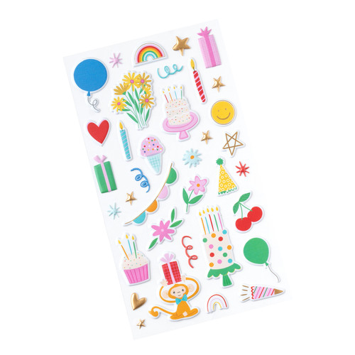 3 Pack - Pebbles All The Cake Puffy Stickers 36/Pkg-Icons W/Foil Accents - PB022069