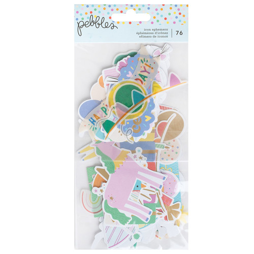 3 Pack - Pebbles All The Cake Ephemera Cardstock Die-Cuts 76/Pkg-Journaling W/Gold Foil - PB022072 - 765468060644