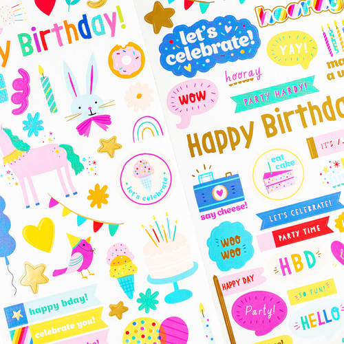 3 Pack - Pebbles All The Cake Cardstock Stickers 6"X12" 78/Pkg-W/Foil Accents - PB022066