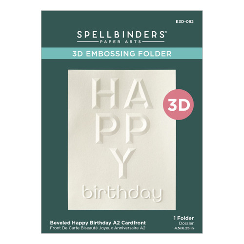 Spellbinders 3D Embossing Folder -Beveled Happy Birthday A2 Cardfront - 5A002FD8-1GGSS - 810146544449