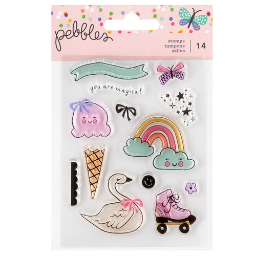 Pebbles Cool Girl Acrylic Stamp Set-14 Pieces - 34027673 - 765468073590