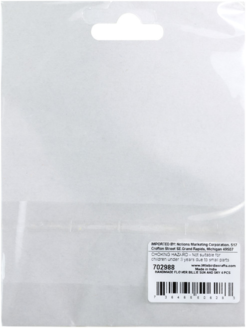 Little Birdie Handmade Billie Flowers 4/Pkg-Sun And Sky - LBBILLIE-98063 Little Birdie Handmade Billie Flowers 4/Pkg-Sun And Sky - LBBILLIE-98063