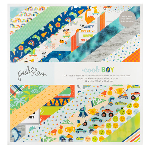 Pebbles Double-Sided Paper Pad 12"X12" 24/Pkg-Cool Boy - 34027635 - 765468073217