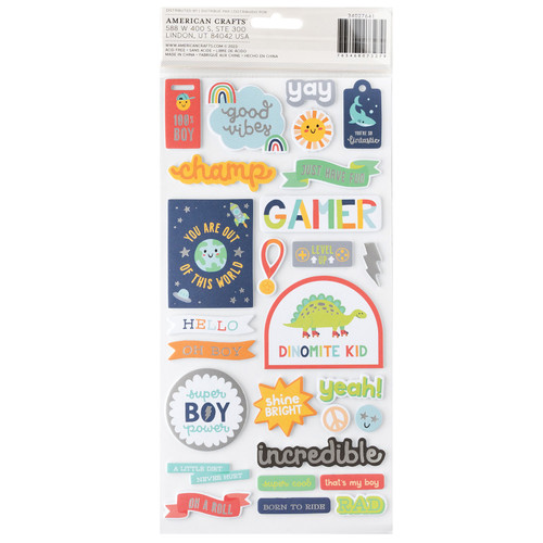 Pebbles Cool Boy Thickers Stickers 50/Pkg-Phrase, Silver Foil - 34027641 Pebbles Cool Boy Thickers Stickers 50/Pkg-Phrase, Silver Foil - 34027641