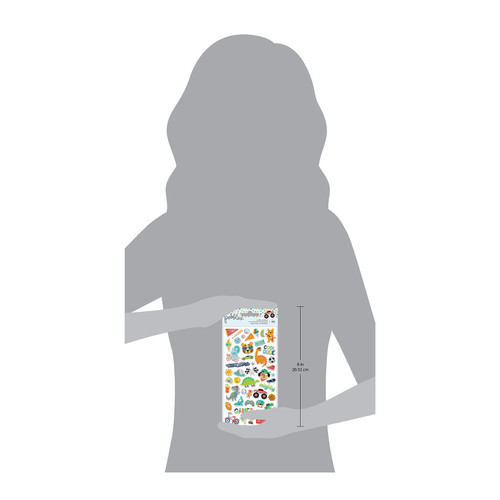 Pebbles Cool Boy Puffy Stickers 48/Pkg-Icons, Silver Foil - 34027639