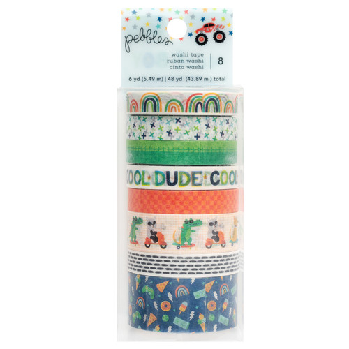 Pebbles Cool Boy Washi Tape-8/Pkg - 34027642 - 765468073286