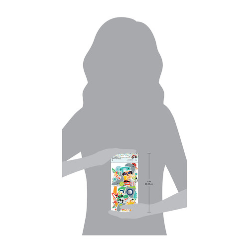 Pebbles Cool Boy Ephemera Die-Cuts 74/Pkg-Icons, Silver Foil - 34027644