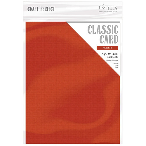 Craft Perfect Weave Textured Classic Card 8.5"X11" 10/Pkg-Chilli Red - CARD 8-9675 - 818569026757