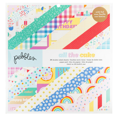 Pebbles All The Cake Double-Sided Paper Pad 12"X12" 24/Pkg-With Gold Foil - PB024784 - 765468060705